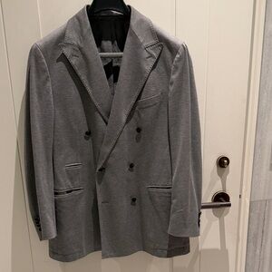 Sophisticated Gray Double-Breasted Men's Blazer